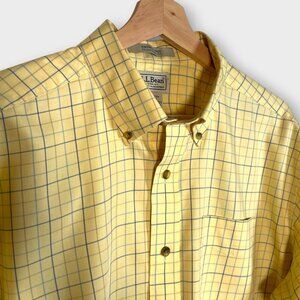 LL Bean Traditional Fit Button Down Men's LARGE Yellow 100% Cotton Wrinkle Free
